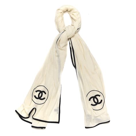 chanel silk black and white poa|Scarves .